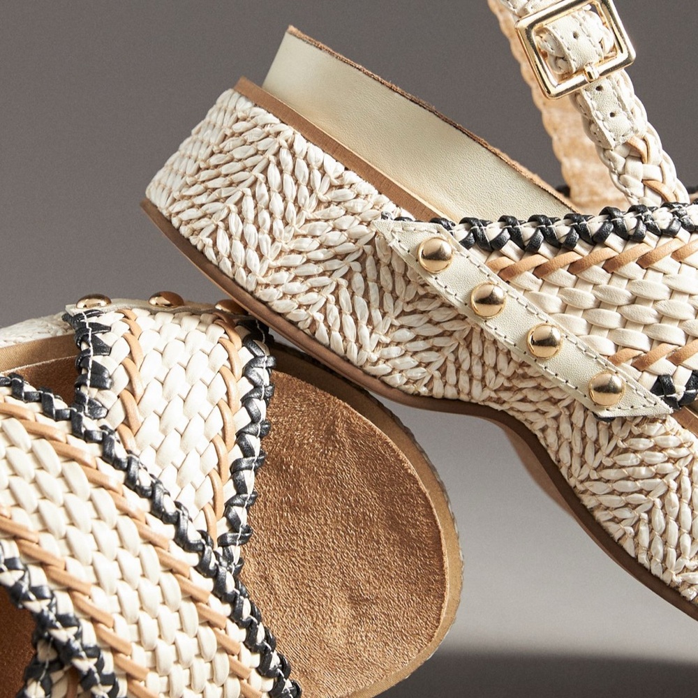 Kelsi Dagger Cream and Black Woven Sandals - Picture 3 of 4